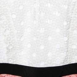 Pre Owned Sandro White/Pink Lace Gab Sleeveless Dress L