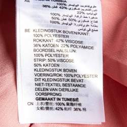 Pre Owned Sandro White/Pink Lace Gab Sleeveless Dress L