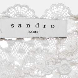 Pre Owned Sandro White/Pink Lace Gab Sleeveless Dress L