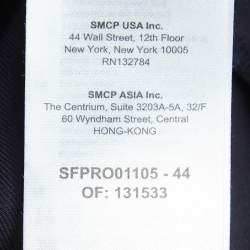 Pre Owned Sandro Navy Blue Linen Blend Twisted Mini Shirt Dress M