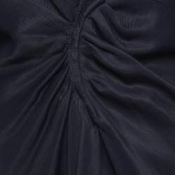 Pre Owned Sandro Navy Blue Linen Blend Twisted Mini Shirt Dress M