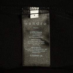 Pre Owned Sandro Black Lace Trim Crepe Crew Neck Top S