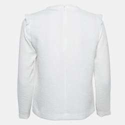 Pre Owned Sandro White Gauze Long Sleeve Top S