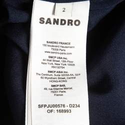 Sandro Navy Blue Tweed Mini Skirt M