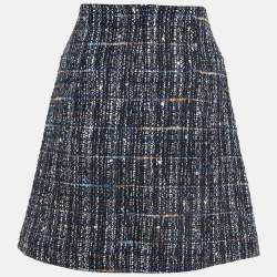 Sandro Navy Blue Tweed Mini Skirt M