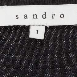 Pre Owned Sandro Black Textured Lurex Knit Flared Short Dress S
