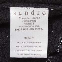 Pre Owned Sandro Black Textured Lurex Knit Flared Short Dress S