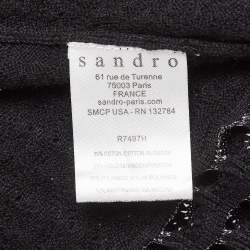 Pre Owned Sandro Black Textured Lurex Knit Flared Short Dress S
