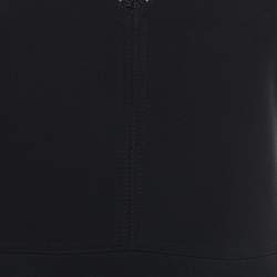 Pre Owned Sandro Black Lace Trim Stretch Crepe V-Neck Mini Dress M