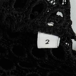 Pre Owned Sandro Black Lace Trim Stretch Crepe V-Neck Mini Dress M