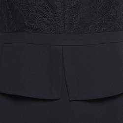 Pre Owned Sandro Black Lace And Crepe Peplum Mini Dress M