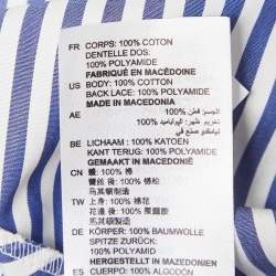 Sandro Blue Stripe Lace Trim Cotton Mid Dress L