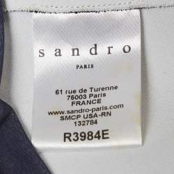 Pre Owned Sandro Navy Blue Crepe Sleeveless Sheath Dress S