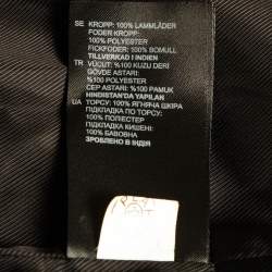 Sandro Black Lambskin Leather Zip-Up Jacket L