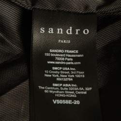 Sandro Black Lambskin Leather Zip-Up Jacket L