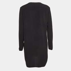 Pre Owned Sandro Black Black Crystal Embellished Crepe Tunic Dress L