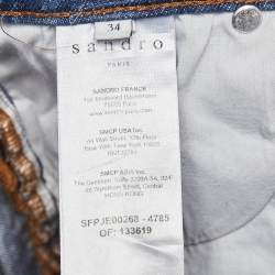 Pre Owned Sandro Blue Denim Skinny Jeans XS Waist 26"