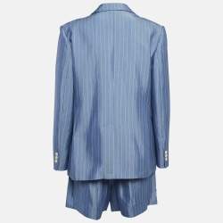 Sandro Blue Pinstripe Twill Blazer and Shorts (XL/L)