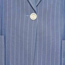Sandro Blue Pinstripe Twill Blazer and Shorts (XL/L)