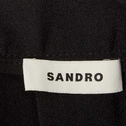 Pre Owned Sandro Black Wool Pleated Mini Skirt XS