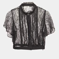 Sandro Black Lace Sheer Crop Top XS