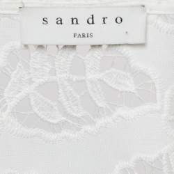 Pre Owned Sandro White Lace Belted Mini Dress S