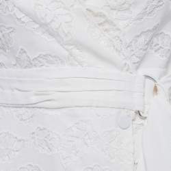 Pre Owned Sandro White Lace Belted Mini Dress S