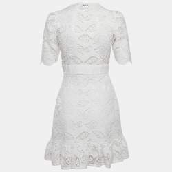 Pre Owned Sandro White Lace Belted Mini Dress S
