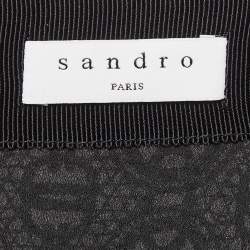 Pre Owned Sandro Black Richard Chain-Link Lace Flounce Skirt L