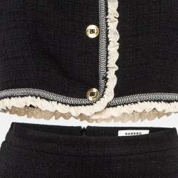 Sandro Black Tweed Crop Jacket and Mini Skirt Set (S/XS)