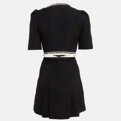 Sandro Black Tweed Crop Jacket and Mini Skirt Set (S/XS)