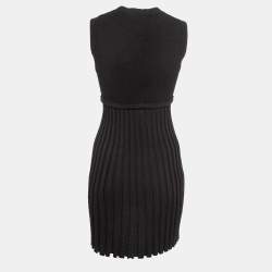 Pre Owned Sandro Black Stretch Knit Pleated Mini Dress XS