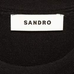 Pre Owned Sandro Black Stretch Knit Pleated Mini Dress XS