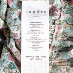 Pre Owned Sandro Multicolor Floral Print Crepe Fiona Midi Dress L