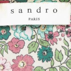 Pre Owned Sandro Multicolor Floral Print Crepe Fiona Midi Dress L