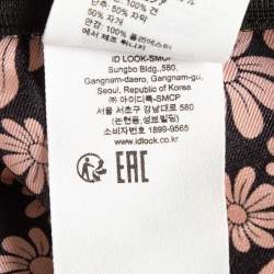 Pre Owned Sandro Pink/Black Floral Patterned Silk Mini Dress L