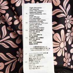 Pre Owned Sandro Pink/Black Floral Patterned Silk Mini Dress L