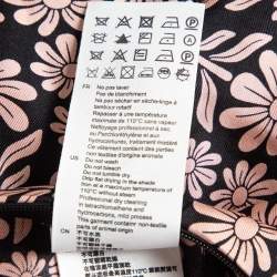 Pre Owned Sandro Pink/Black Floral Patterned Silk Mini Dress L