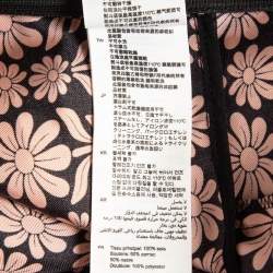 Pre Owned Sandro Pink/Black Floral Patterned Silk Mini Dress L