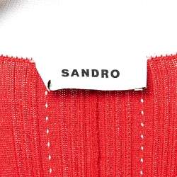 Pre Owned Sandro Red Cut-Out Knit Collar Maxi Dress S