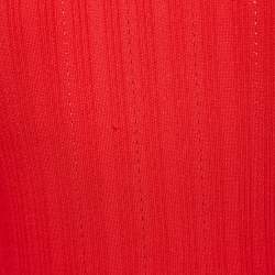 Pre Owned Sandro Red Cut-Out Knit Collar Maxi Dress S