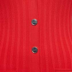 Pre Owned Sandro Red Cut-Out Knit Collar Maxi Dress S