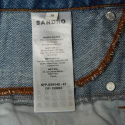 Pre Owned Sandro Blue Denim Double-Waisted Kitty Jeans M Waist 29"