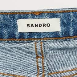 Pre Owned Sandro Blue Denim Double-Waisted Kitty Jeans M Waist 29"