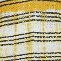 Pre Owned Sandro Yellow Julie Stripe Pointelle Knit Tank Dress S