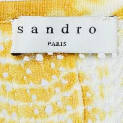 Pre Owned Sandro Yellow Julie Stripe Pointelle Knit Tank Dress S