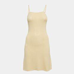 Pre Owned Sandro Yellow Julie Stripe Pointelle Knit Tank Dress S