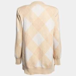 Sandro Beige Glenda Argyle Knit Cardigan M