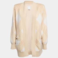 Sandro Beige Glenda Argyle Knit Cardigan M