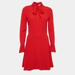 Sandro Red Crepe Tie Collar Rage Short Dress M
